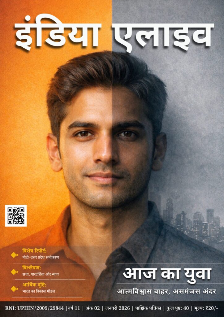 इंडिया एलाइव जनवरी 2026 कवर – आज का युवा, आत्मविश्वास और असमंजस पर विशेषांक